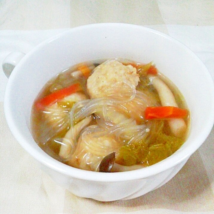 鶏団子と春雨の和風スープ